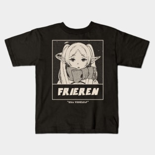 Frieren Gloomy Halftone Fanart Design Kids T-Shirt